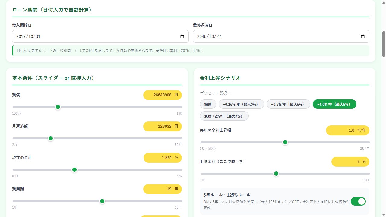 シミュレーター入力画面