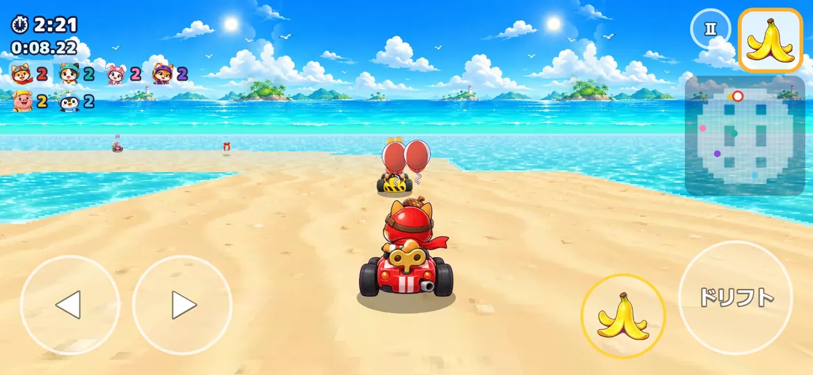 ぶんぶんカート ―どうぶつおもちゃグランプリ―の画面3：アイテムで逆転！ 風船バトルも